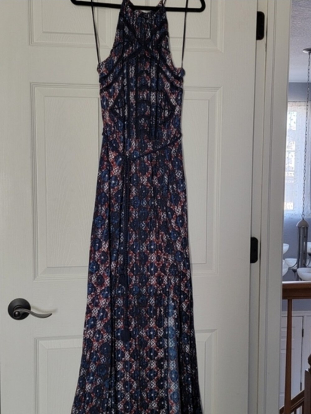 Lucky Brand Navy Multi-Print Halter Maxi Dress